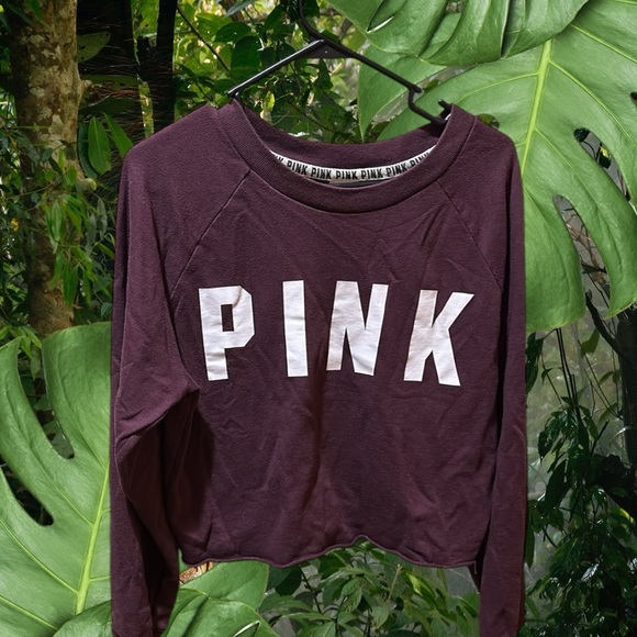 PINK Victoria's Secret Tops - Pink Victoria Secret Cropped Sweatshirt